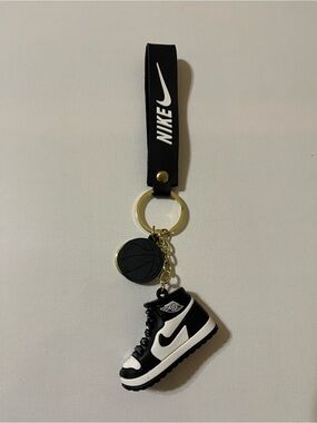 Nike Black & White Sneaker Keychain with Basketball Charm